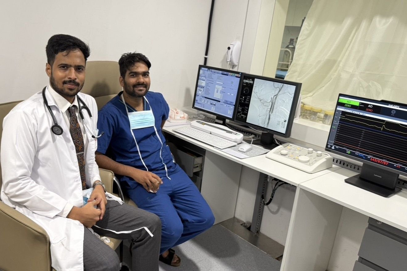 Dr Rahul Gunde with the Neuro IR team during a DSA procedure