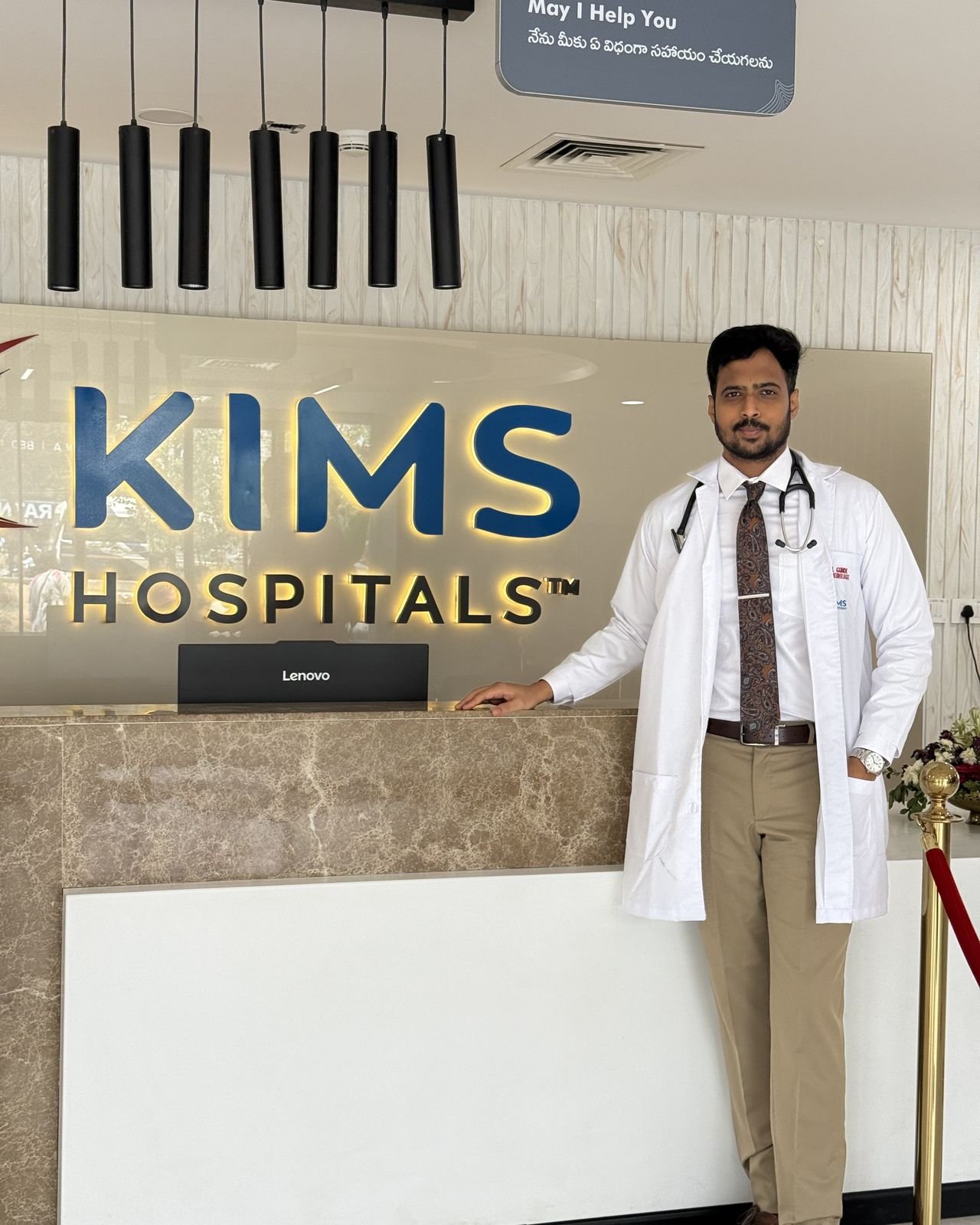 Dr Rahul Gunde at the KIMS Hospitals Kompally front desk
