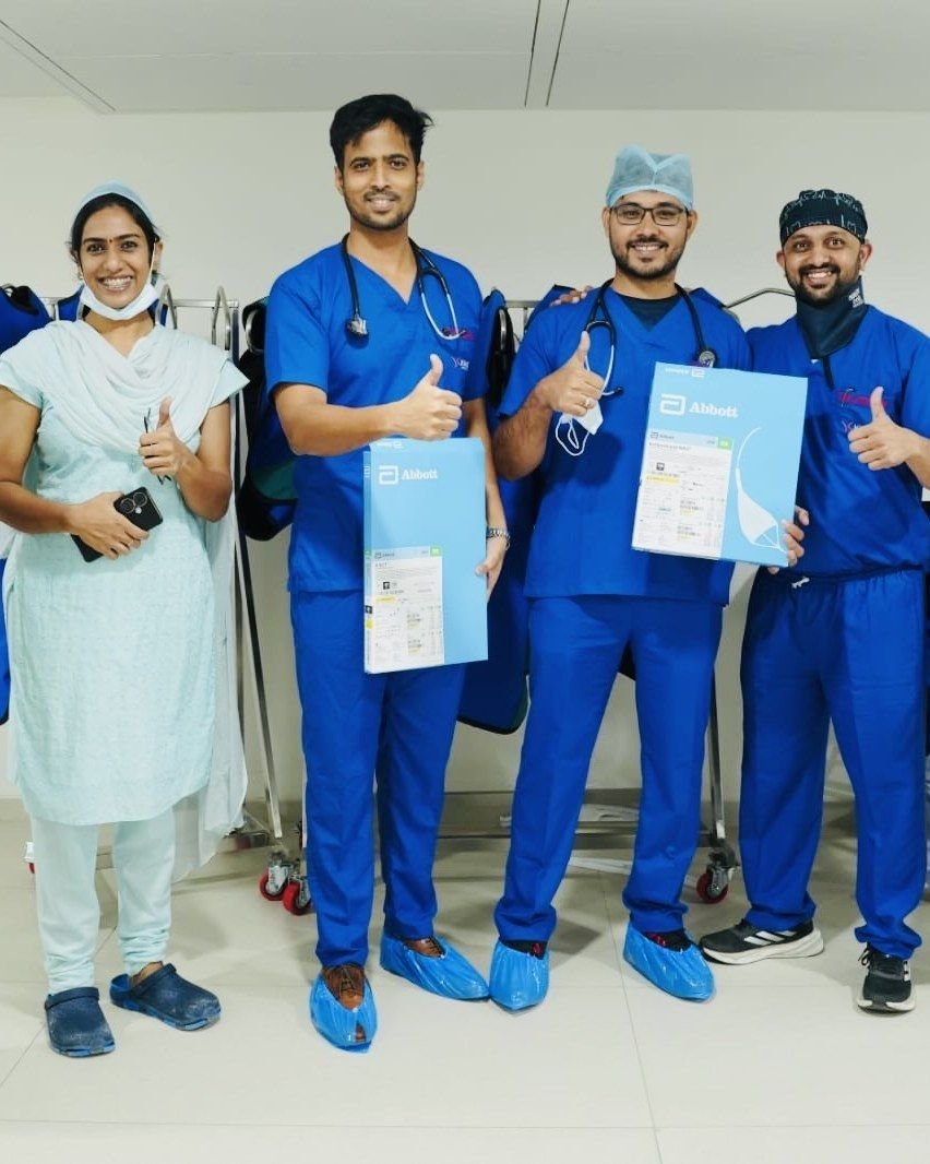 Dr Rahul Gunde with the clinical team after a carotid artery stenting procedure